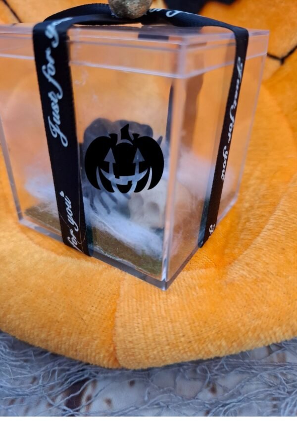 sombre-ensorcelant-detail-intrigant-halloween-toile-5.jpg Création intrigante avec rose noire, crâne, araignée et paillettes, univers ensorcelant.